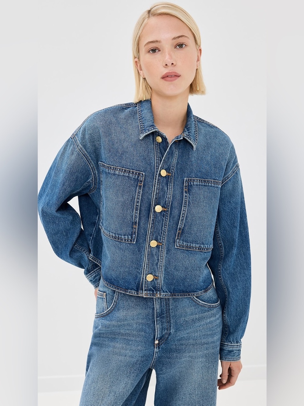 Ulla Johnson Bobbi Cropped Denim Jacket Danube Indigo Oversized XS / P